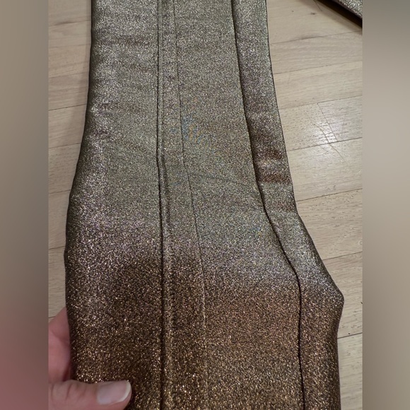Ramy Brook Lucinda Gold Lame Metallic Skinny Ankle Zip Pants Size 8 EUC - Picture 6 of 8